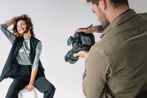 Fashion shoot in photo studio — Stock Photo