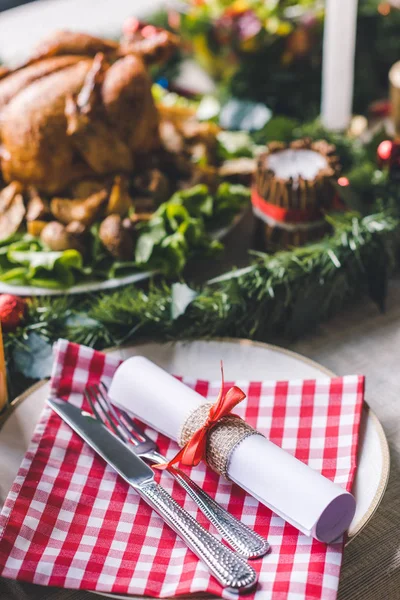 Christmas table setting — Stock Photo