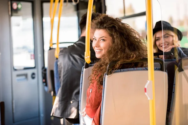 Girls in bus — Stock Photo