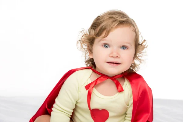 Adorabile bambino in mantello supereroe — Foto stock