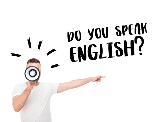 Man using megaphone — Stock Photo