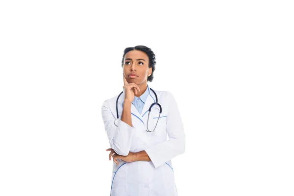 Medico afroamericano pensoso — Foto stock
