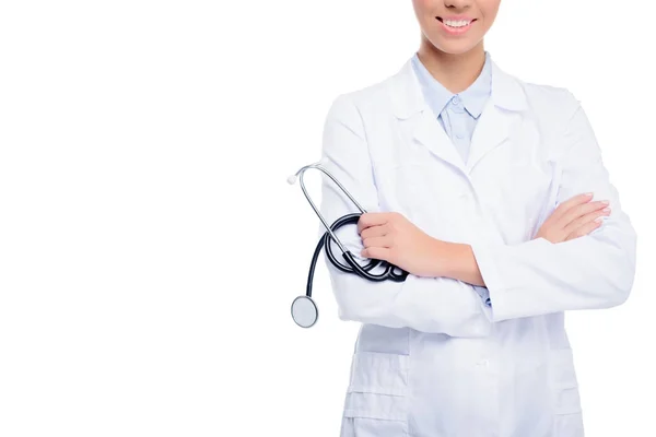 Femme médecin avec stéthoscope — Photo de stock