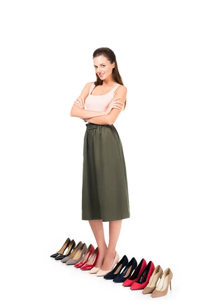 Junge Frau und stylische High Heels — Stockfoto