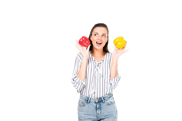Woman with tasty peppers — Stock Photo