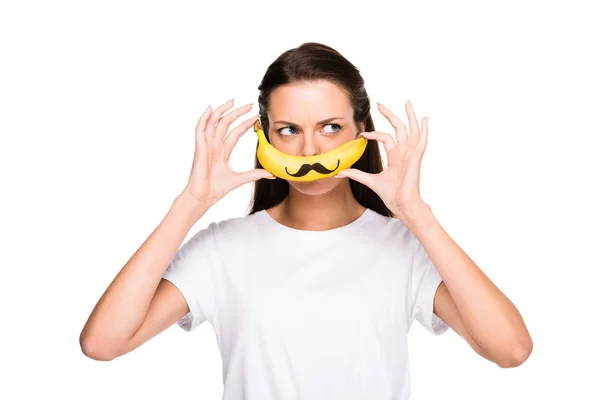 Woman with fresh banana — Stock Photo