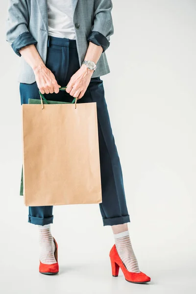 Mujer con bolsas de compras - foto de stock