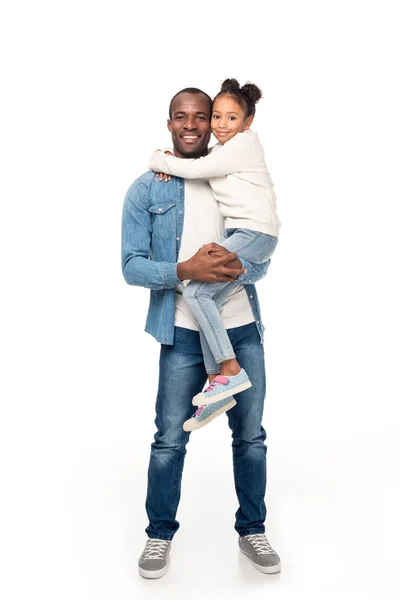 Heureux afro-américain père et fille — Photo de stock