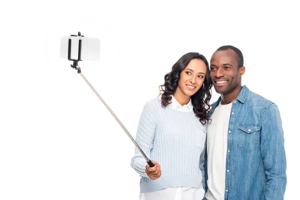 African american couple taking selfie — Stock Photo