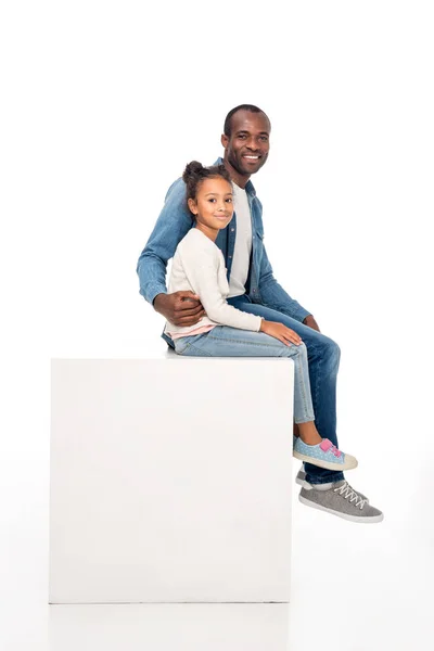 Happy african american father and daughter — Stock Photo