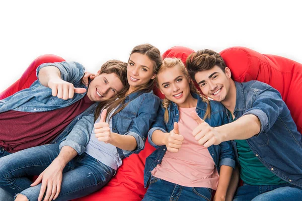 Friends showing thumbs up — Stock Photo