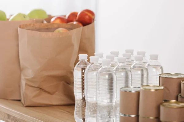 Table with charity goods — Stock Photo