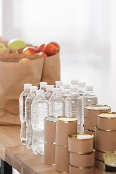 Table with charity goods — Stock Photo