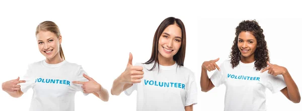 Voluntarios haciendo diferentes gestos - foto de stock