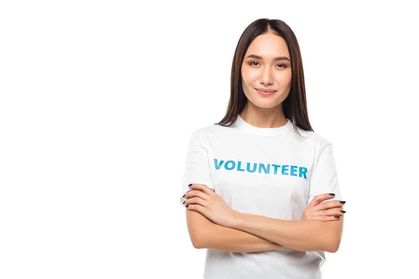 Voluntario con brazos cruzados - foto de stock