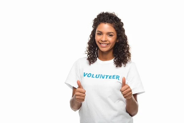 Volunteer showing thumbs up — Stock Photo