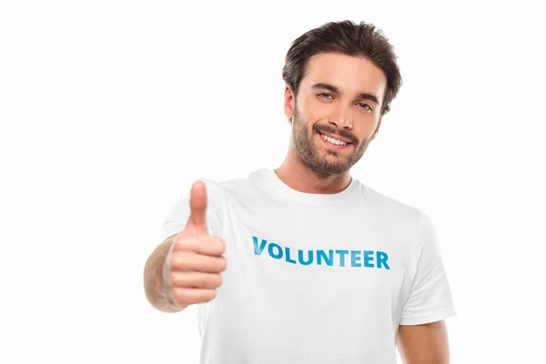 Volunteer showing thumb up — Stock Photo