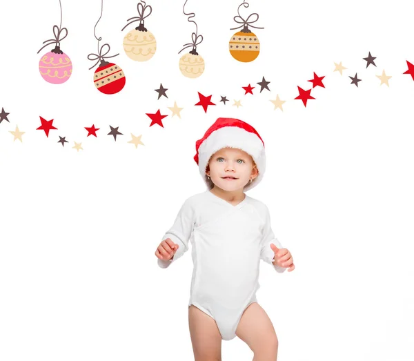 Baby mit Weihnachtsmütze — Stockfoto