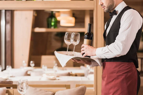 Waiter with tray — Stock Photo