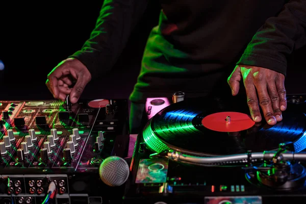 Sound mixer and vinyl — Stock Photo