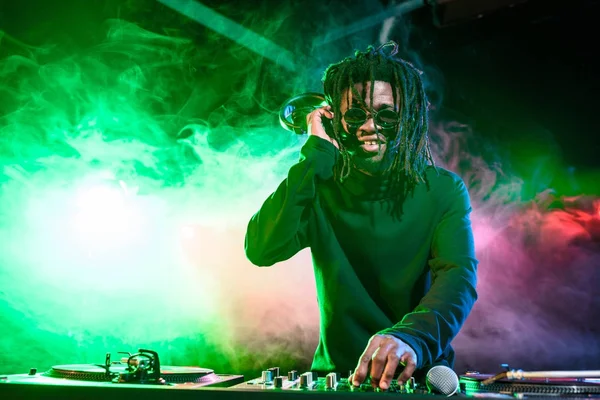 African american DJ in nightclub — Stock Photo