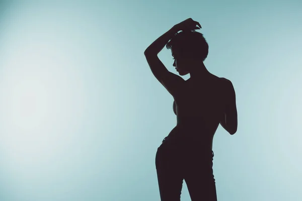 Silhouette of beautiful woman — Stock Photo