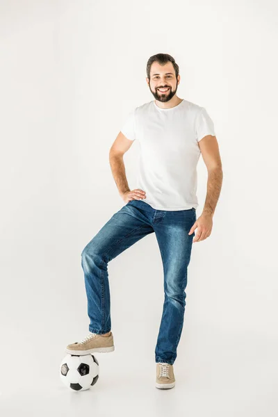 Young man with soccer ball — Stock Photo