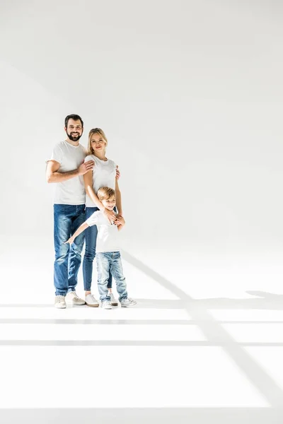 Happy family with one child — Stock Photo