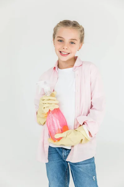 Child with spray bottle — Stock Photo