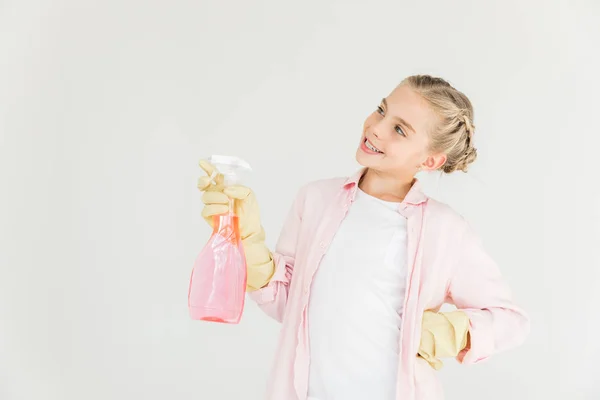 Child with spray bottle — Stock Photo