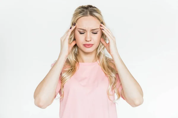 Woman with headache — Stock Photo