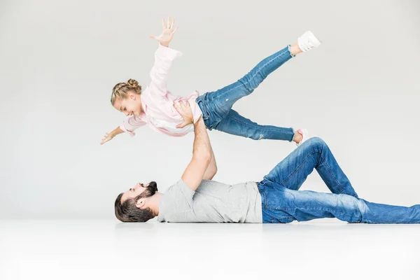 Hermoso padre e hija - foto de stock