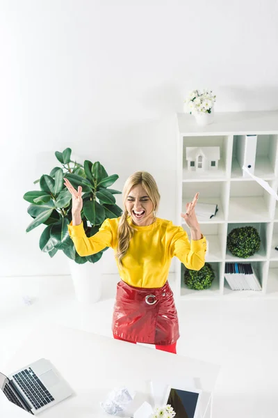 Stressed yelling businesswoman — Stock Photo