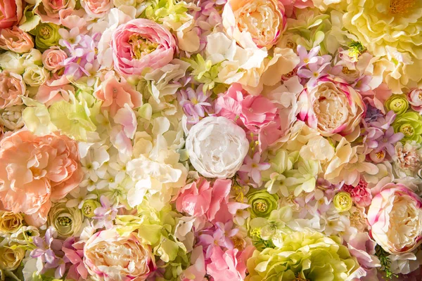 Vue rapprochée d'un beau fond floral avec des fleurs tendres et élégantes — Photo de stock