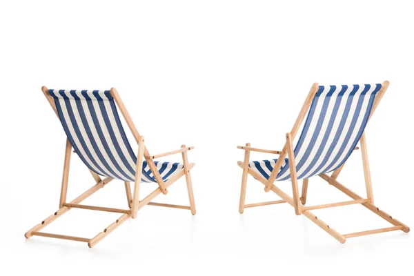 Rear view of two beach chairs, isolated on white — Stock Photo