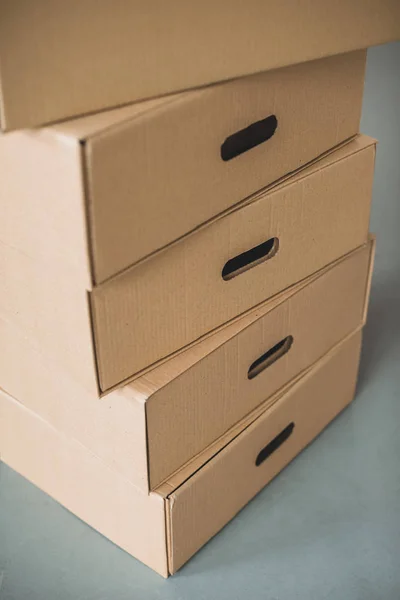 Close up view of cardboard boxes in room — Stock Photo