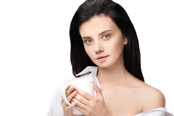 Young woman holding cup — Stock Photo, Image