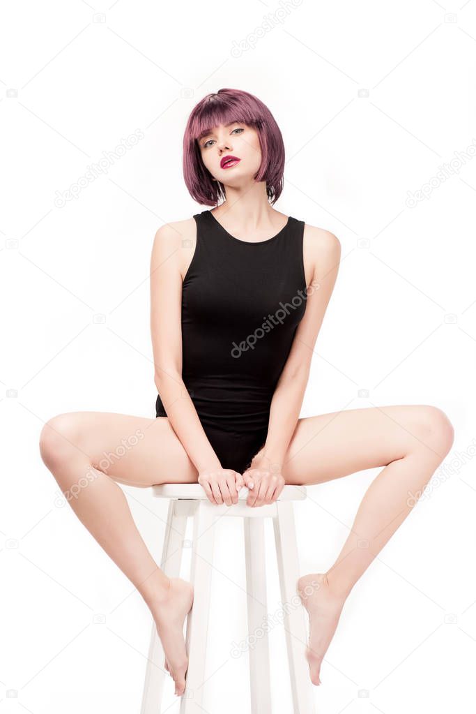 attractive girl sitting on chair