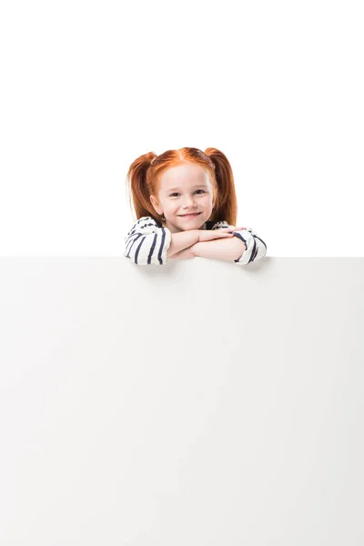 Little girl with blank banner — Stock Photo, Image