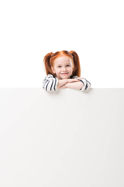 little girl with blank banner