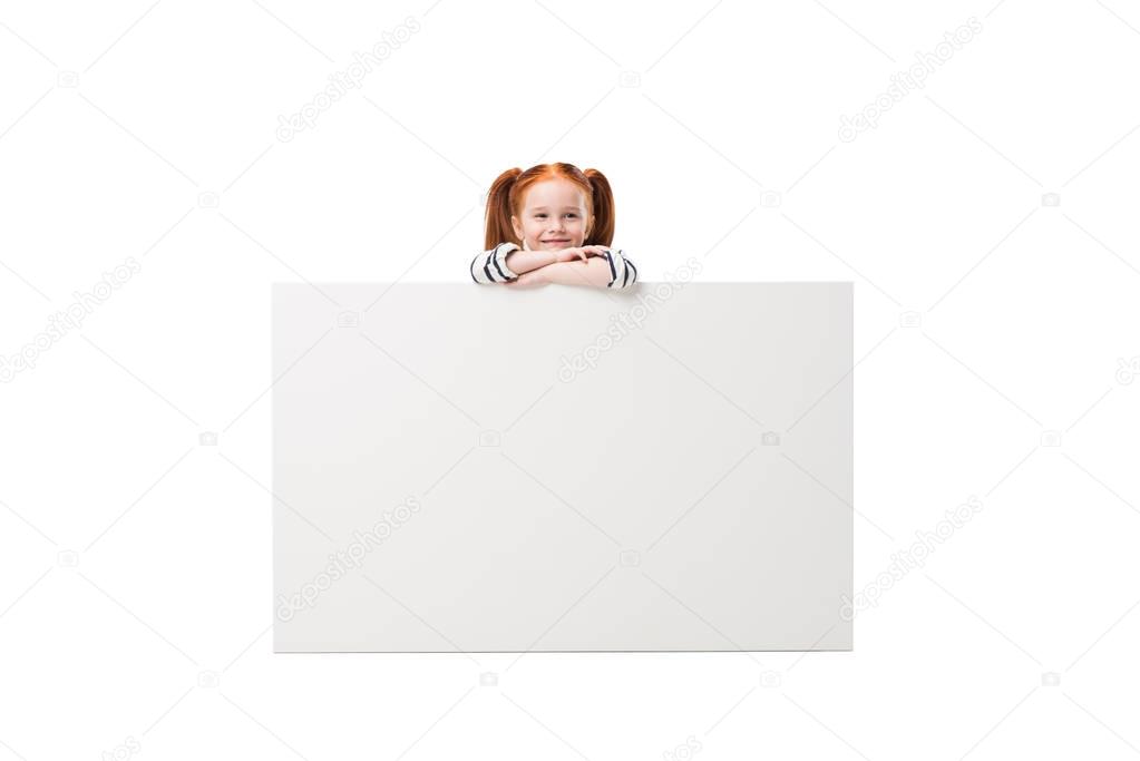 little girl with blank banner