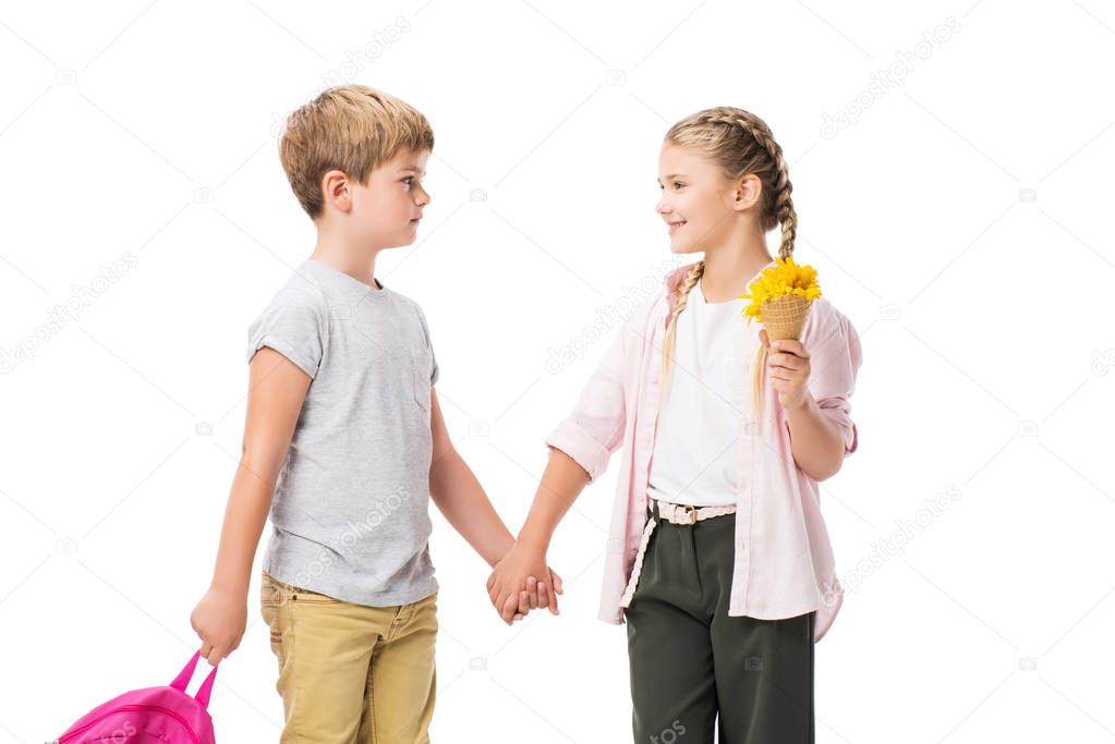 boy and girl with flowers