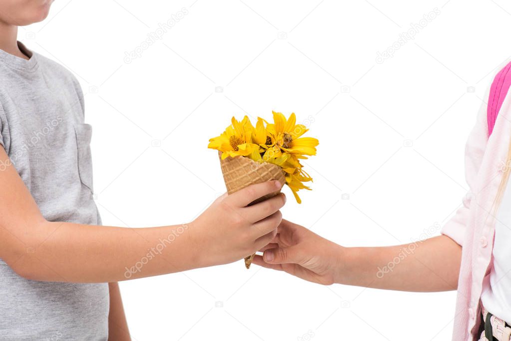 boy and girl with flowers