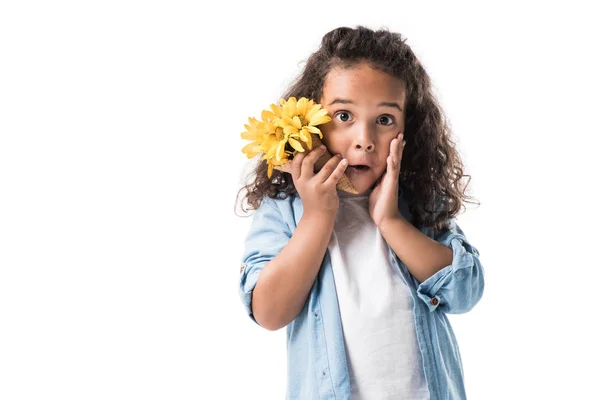 African american girl with flowers — Stock Photo, Image