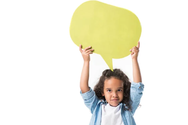 African american girl with speech bubble — Stock Photo, Image
