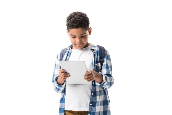 African american boy with digital tablet — Stock Photo, Image