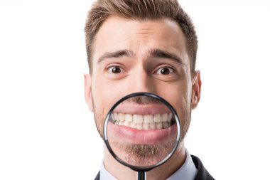 businessman with magnifying glass clipart