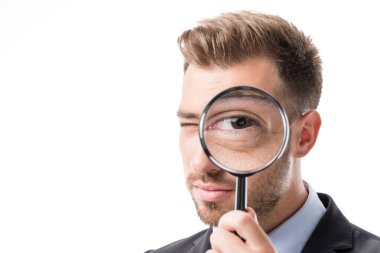 businessman with magnifying glass clipart
