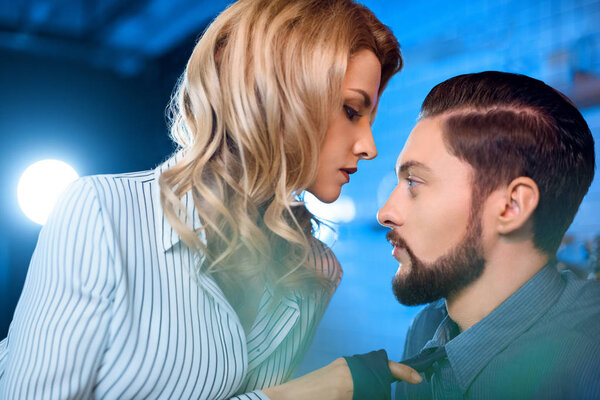 young couple flirting 