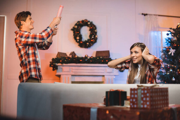 couple celebrating christmas together